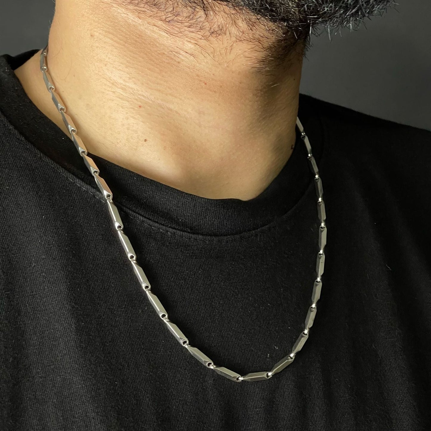 Silver steel neck chain and bracelet set for men online in Pakistan