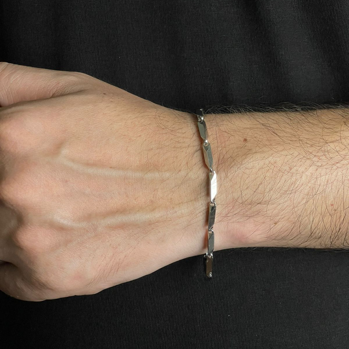 Silver steel neck chain and bracelet set for men online in Pakistan