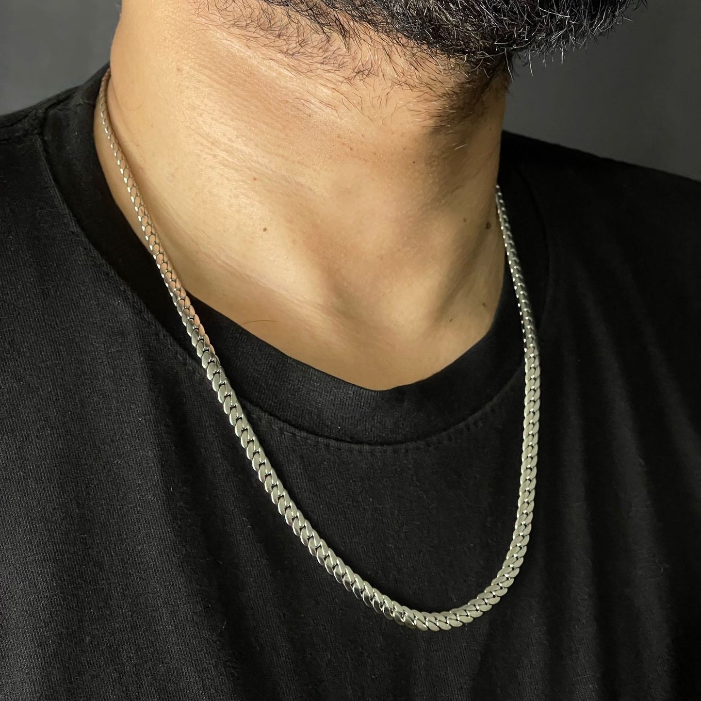 Silver steel neck chain bracelet set for men online in Pakistan