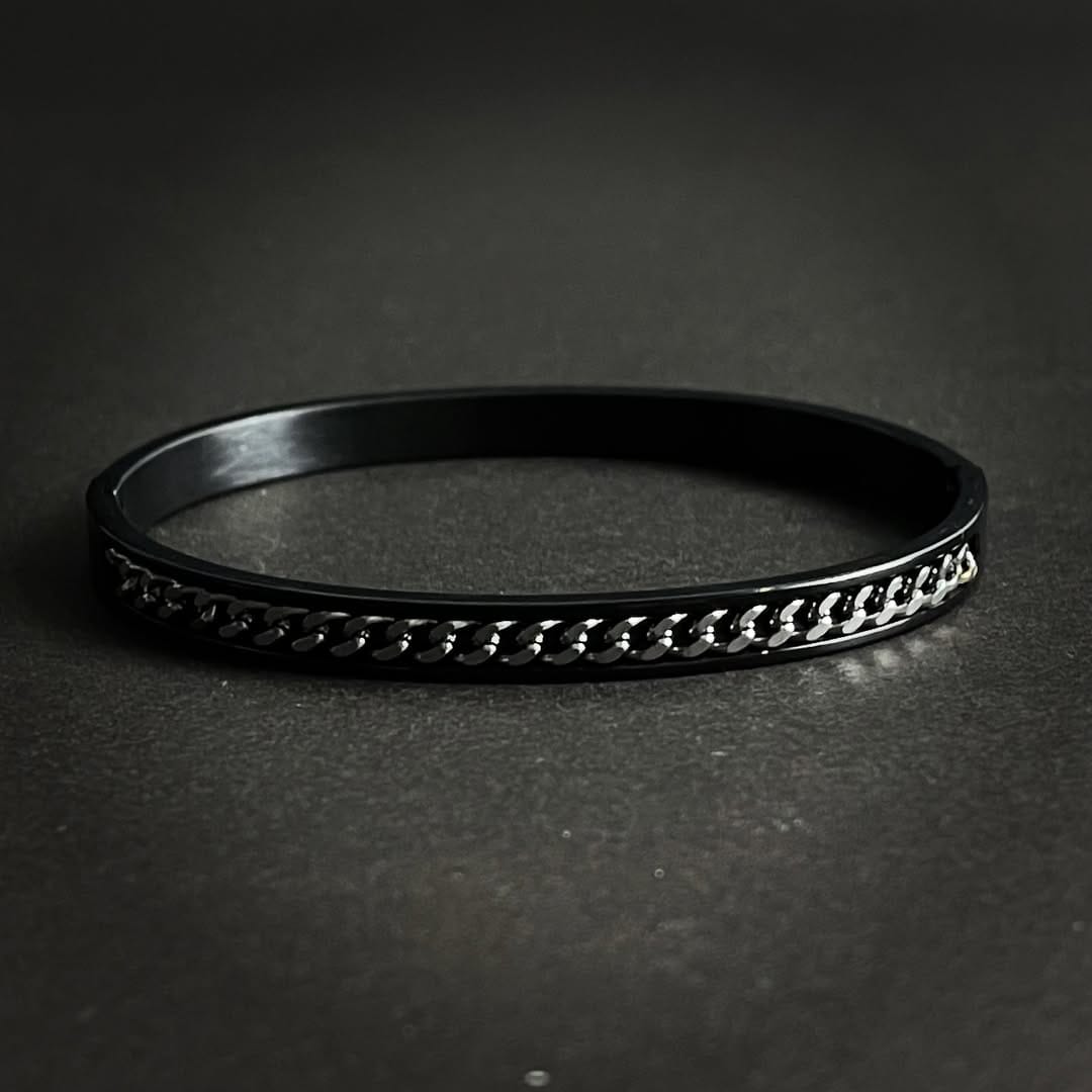 Stainless Steel Black Cuff Bracelet For Men In Pakistan