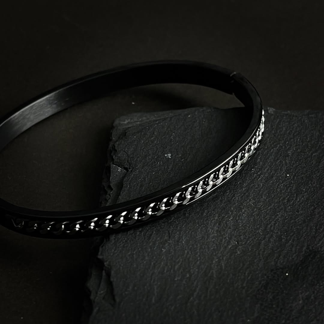 Stainless Steel Black Cuff Bracelet For Men In Pakistan