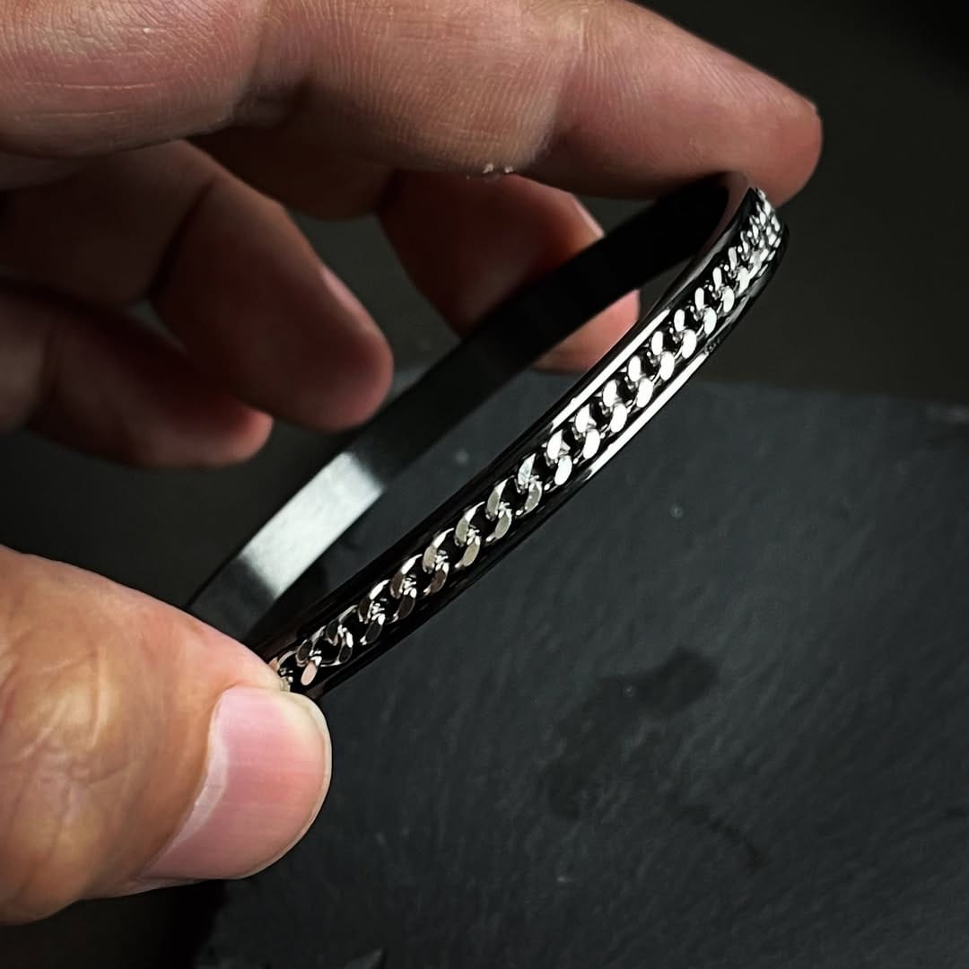 Stainless Steel Black Cuff Bracelet For Men In Pakistan