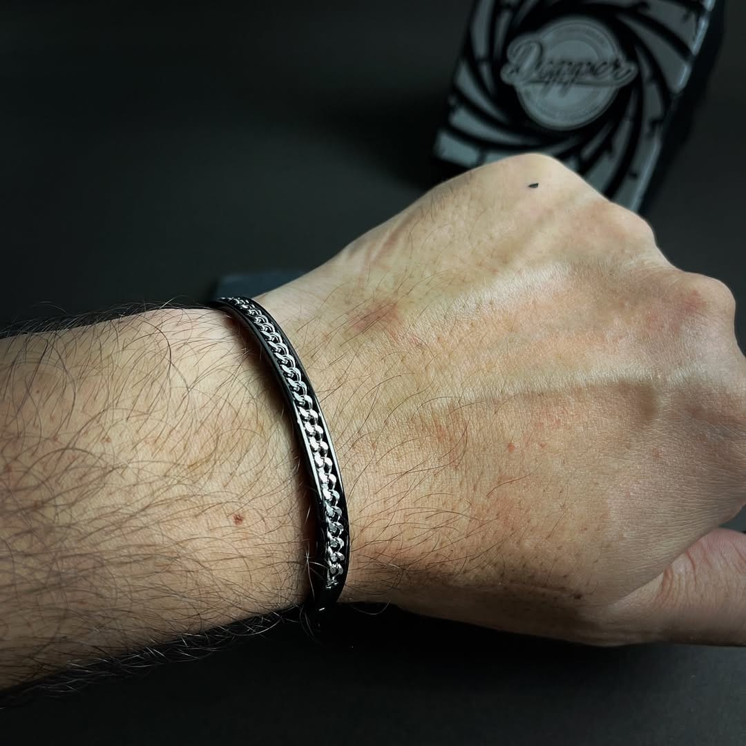 Stainless Steel Black Cuff Bracelet For Men In Pakistan