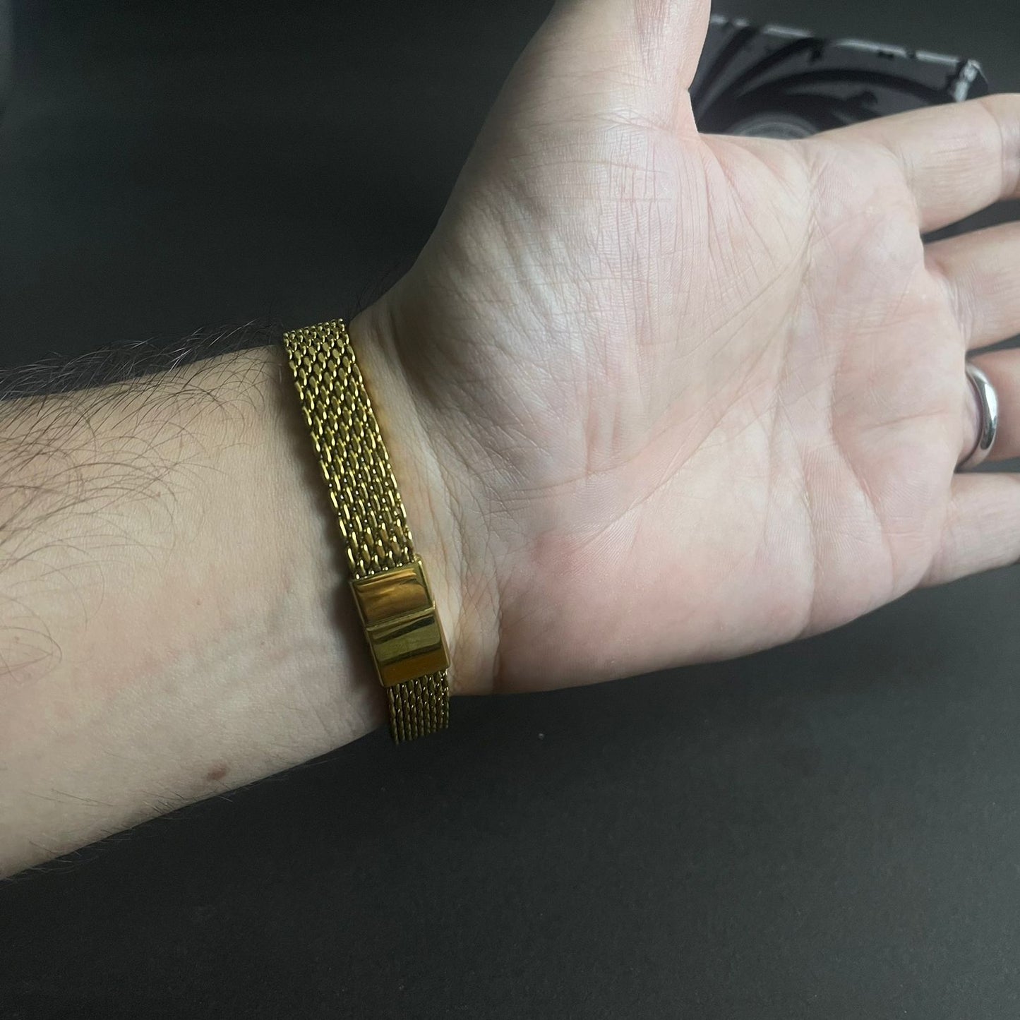 Noir Golden Mesh Chain Bracelet for Men