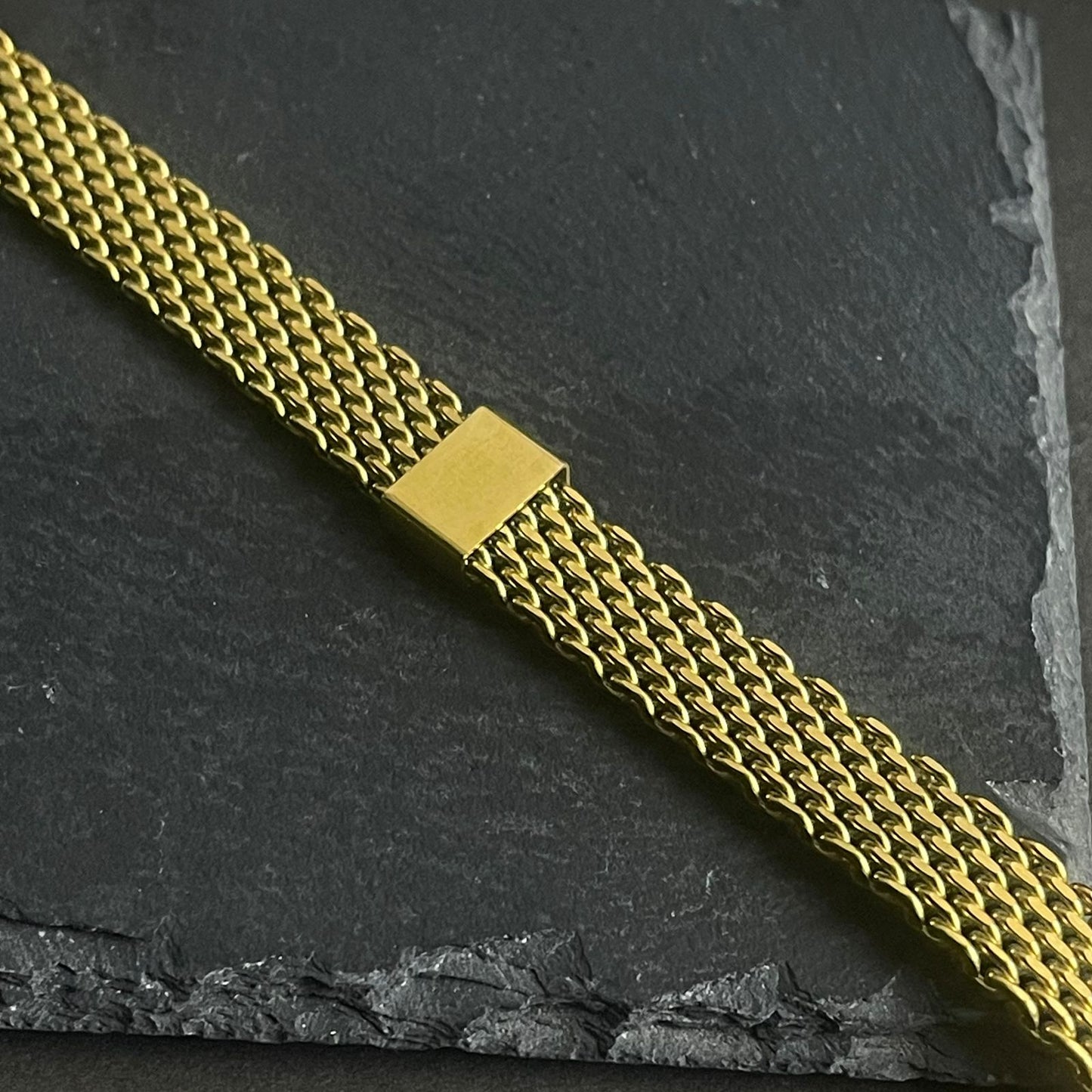 Noir Golden Mesh Chain Bracelet for Men