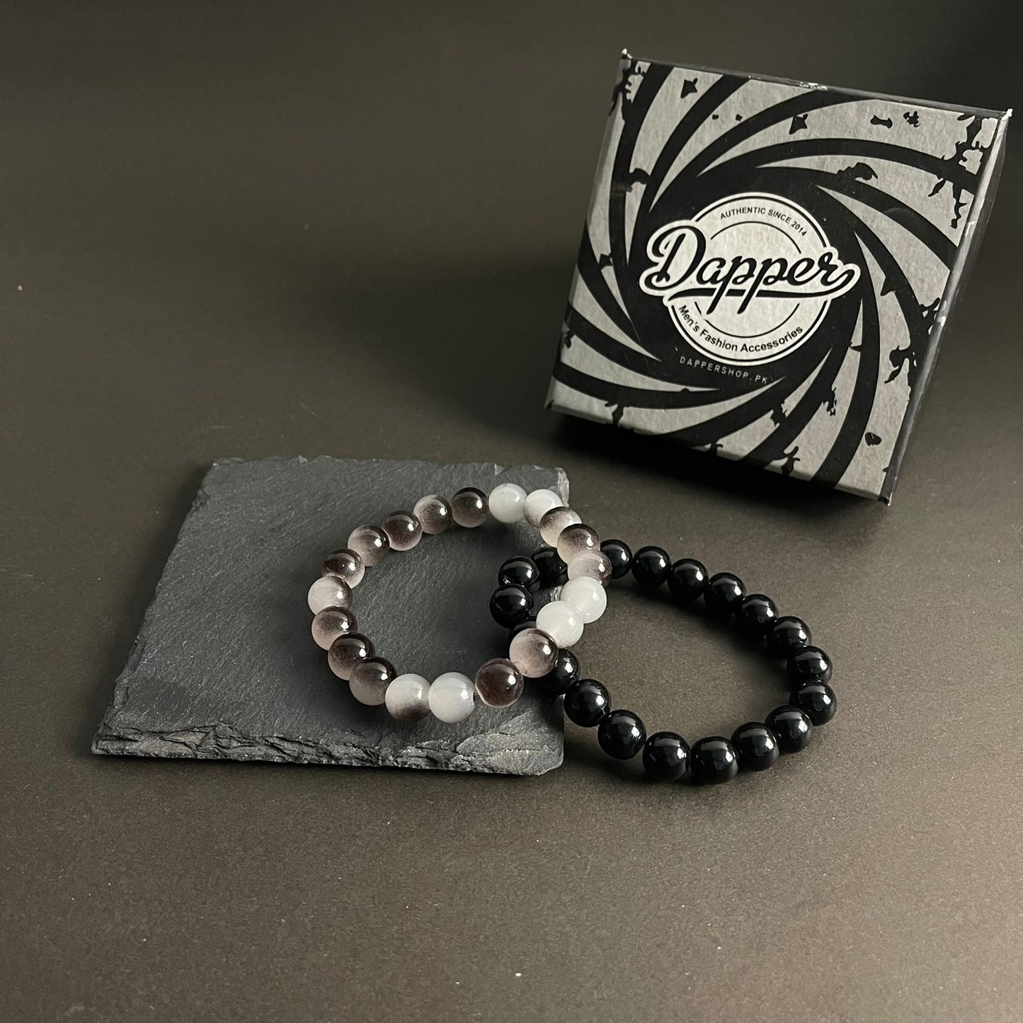 10mm Grey & Black Distance Bracelet