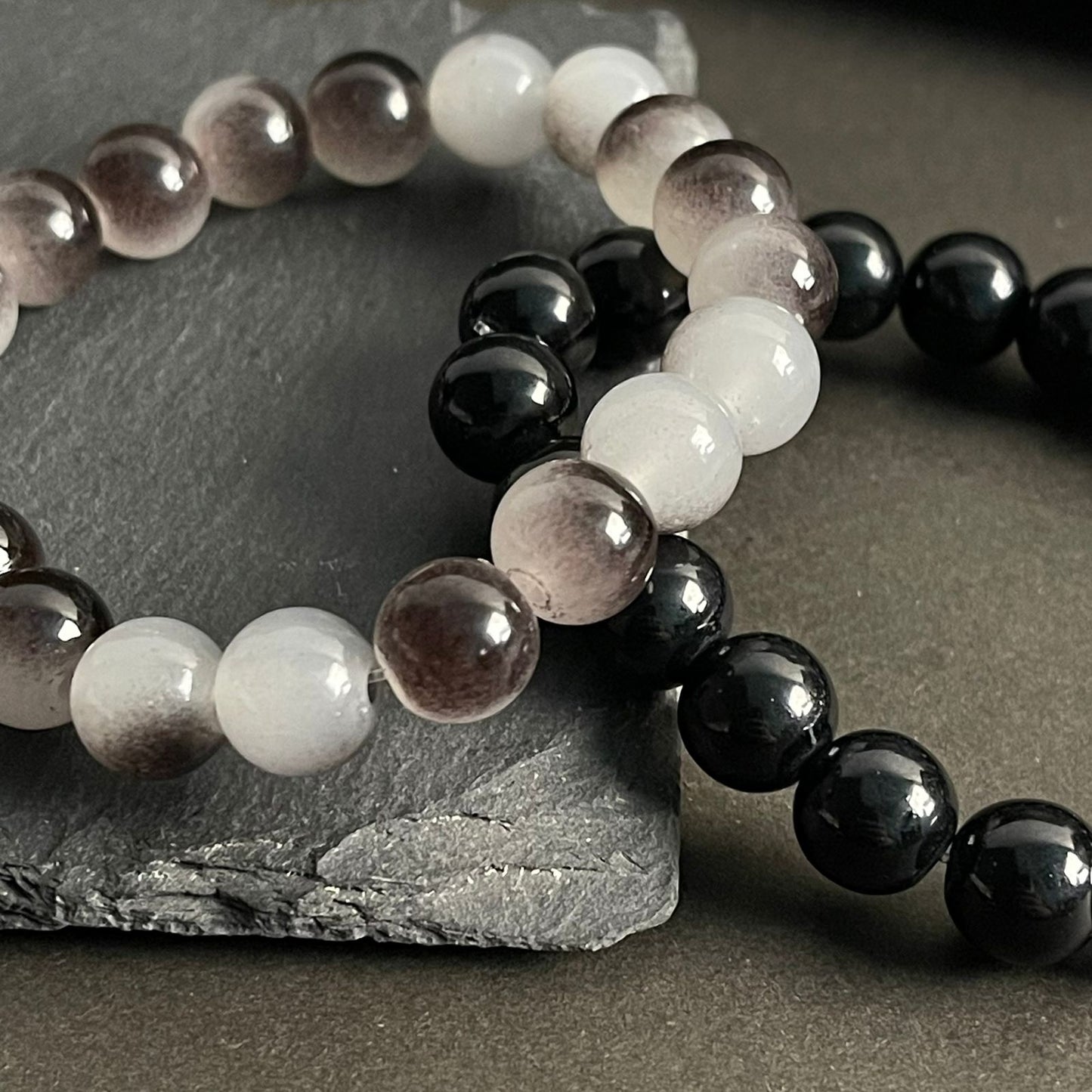 10mm Grey & Black Distance Bracelet