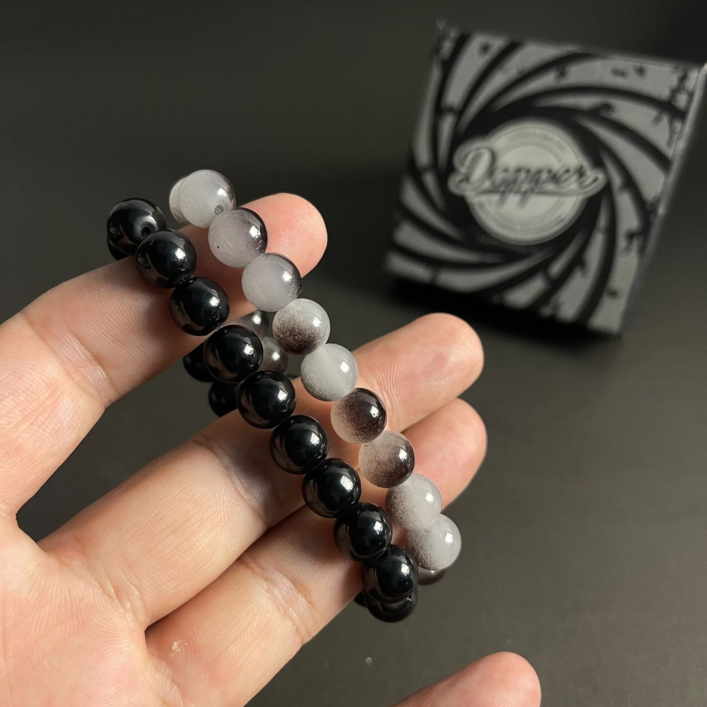 10mm Grey & Black Distance Bracelet