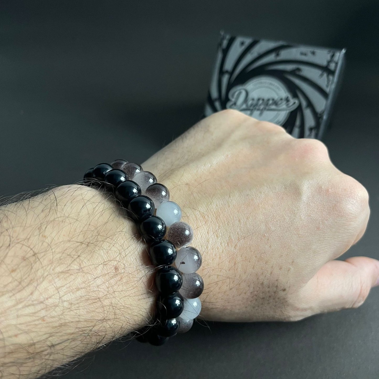 10mm Grey & Black Distance Bracelet