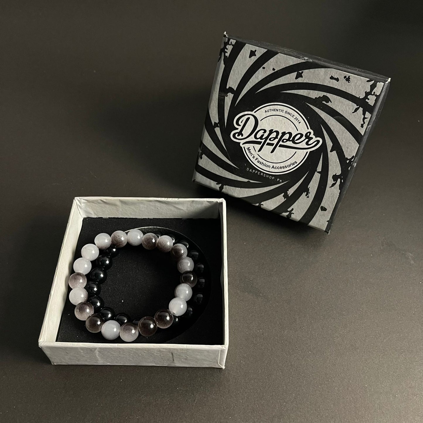 10mm Grey & Black Distance Bracelet