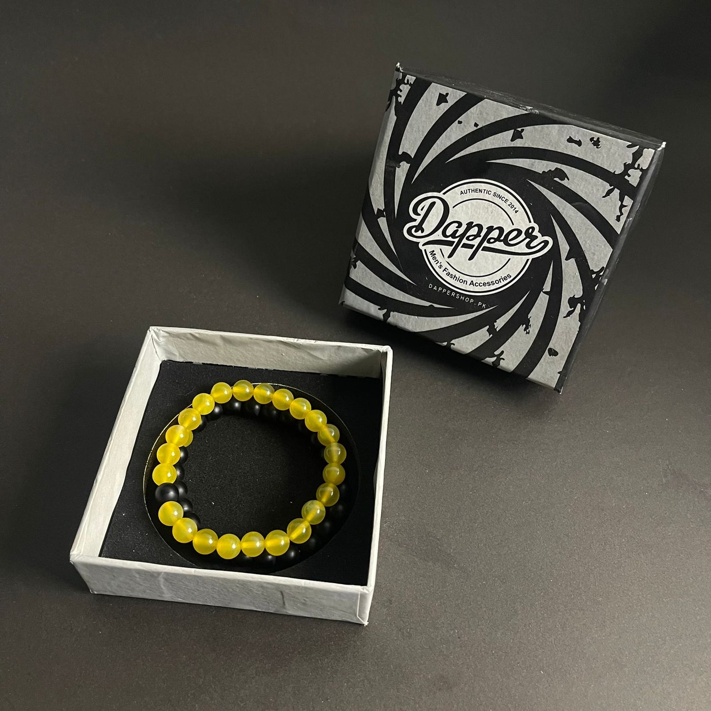 Matt Black & Yellow Agate Energy Stone Beads Distance Bracelet Set Couple Bracelet