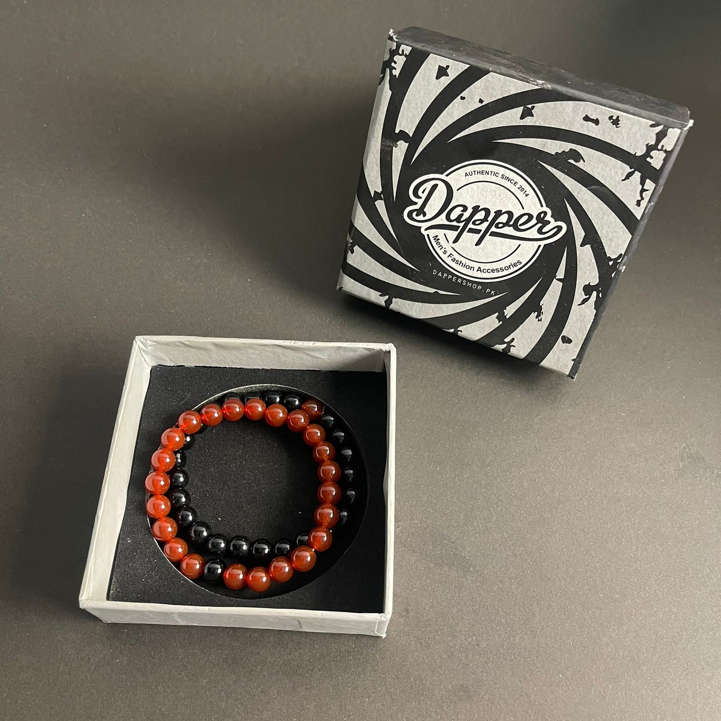Black & Wine Red Agate Energy Stone Beads Distance Bracelet Set Couple Bracelet