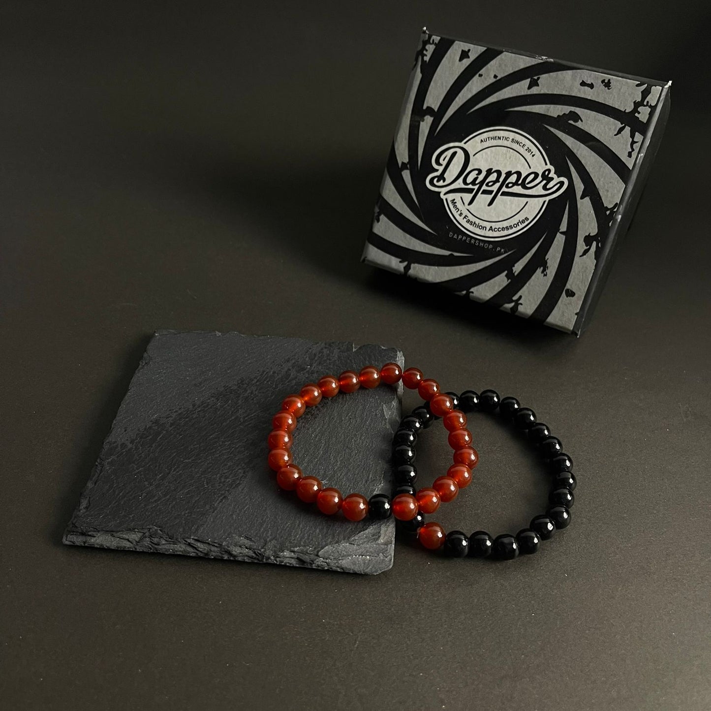 Black & Wine Red Agate Energy Stone Beads Distance Bracelet Set Couple Bracelet