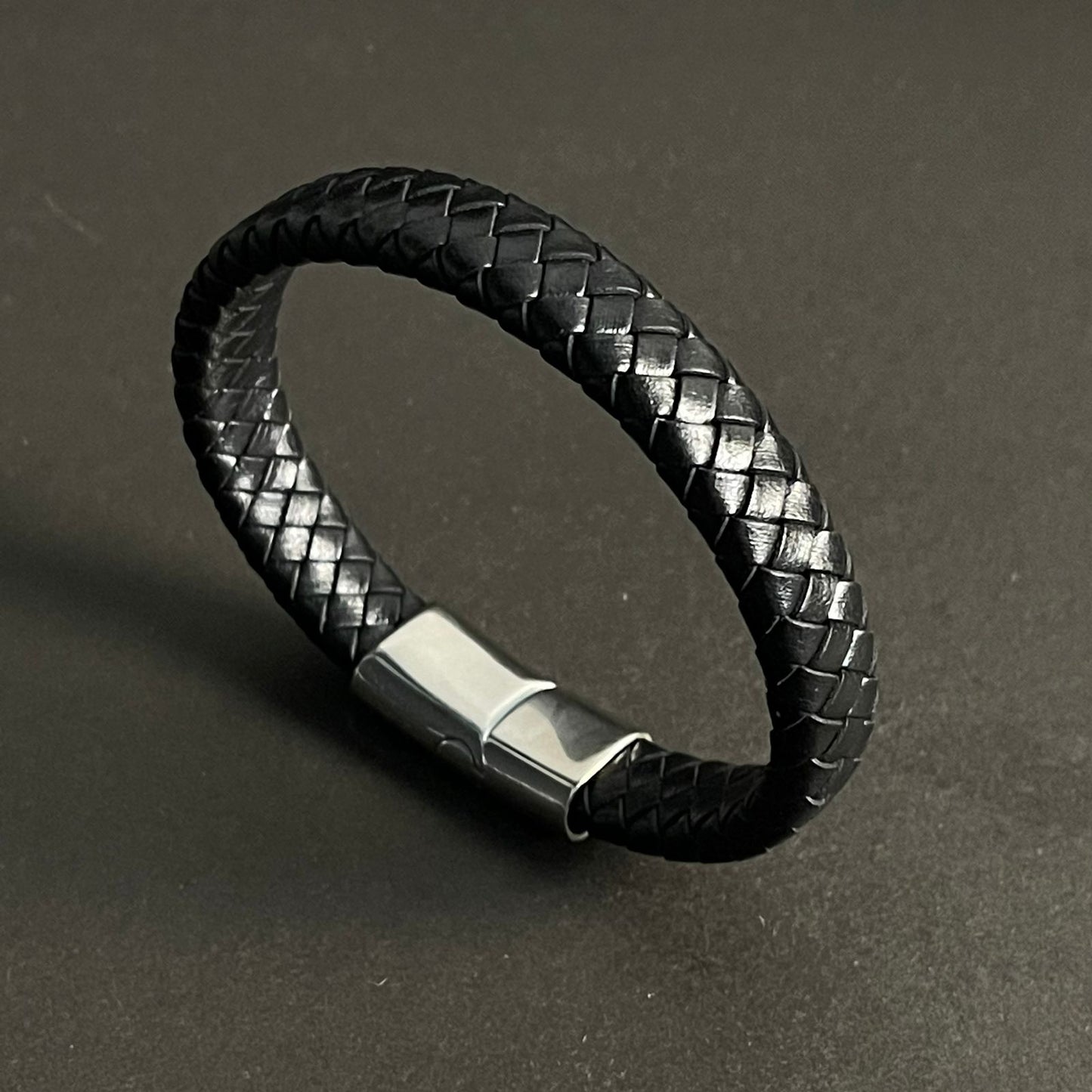 Premium Black Braided Leather Bracelet