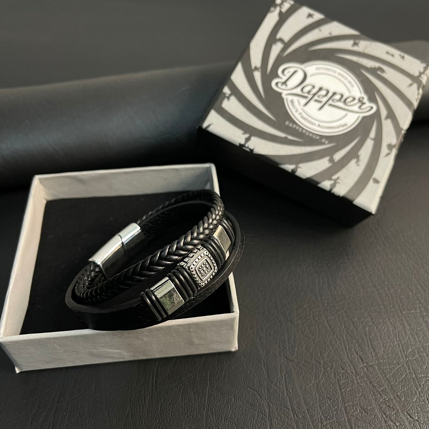 Black Braided Crown Bracelet For Men