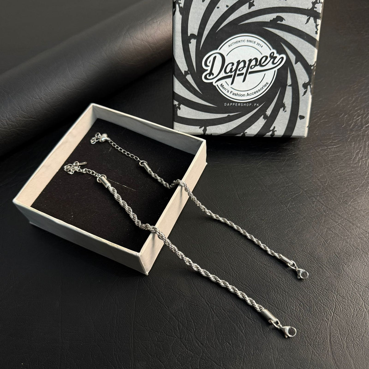 Rope Chain Couple Bracelets – 316L Stainless Steel, Set of 2 (His & Hers)