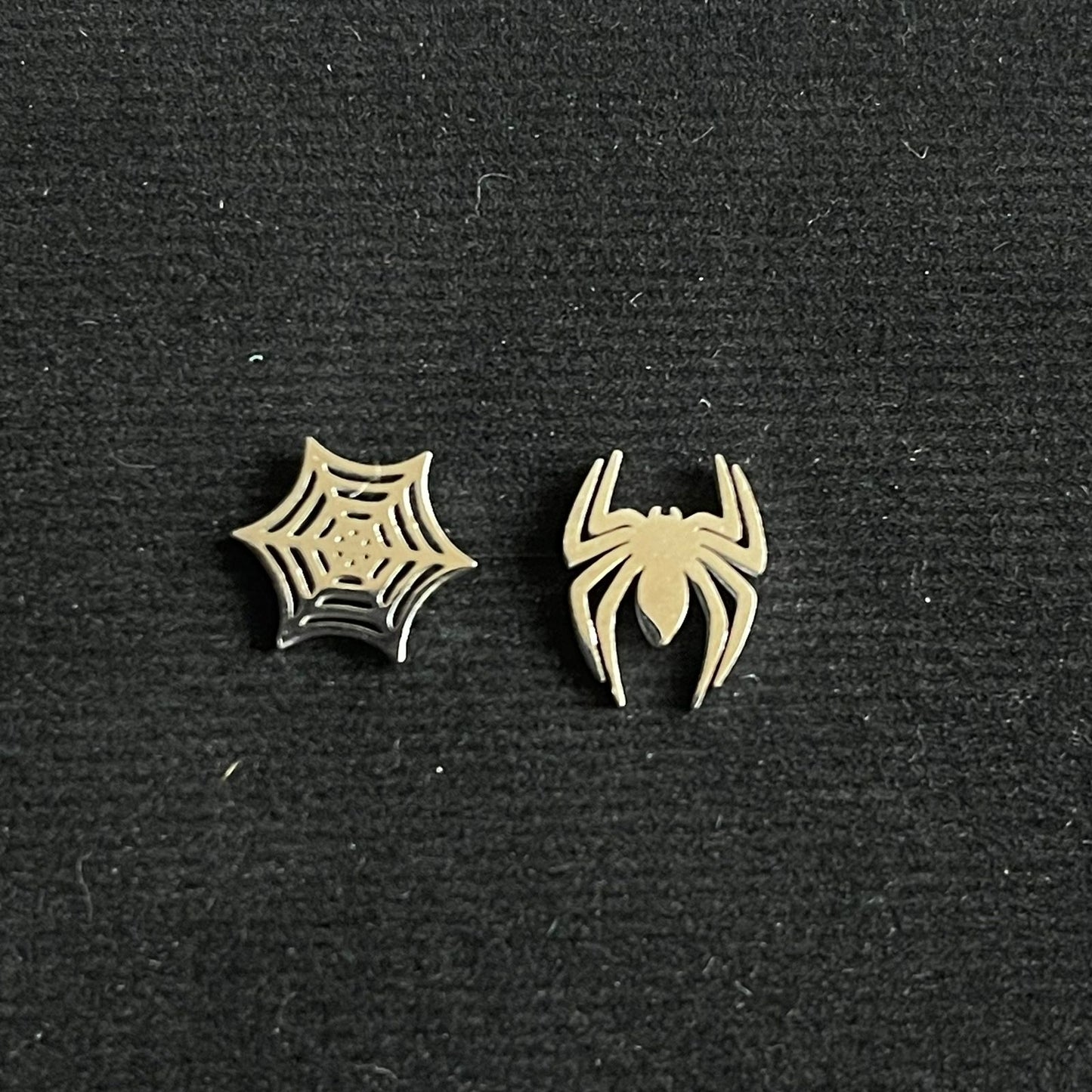 Silver Spider & Webb Earrings For Men/Women