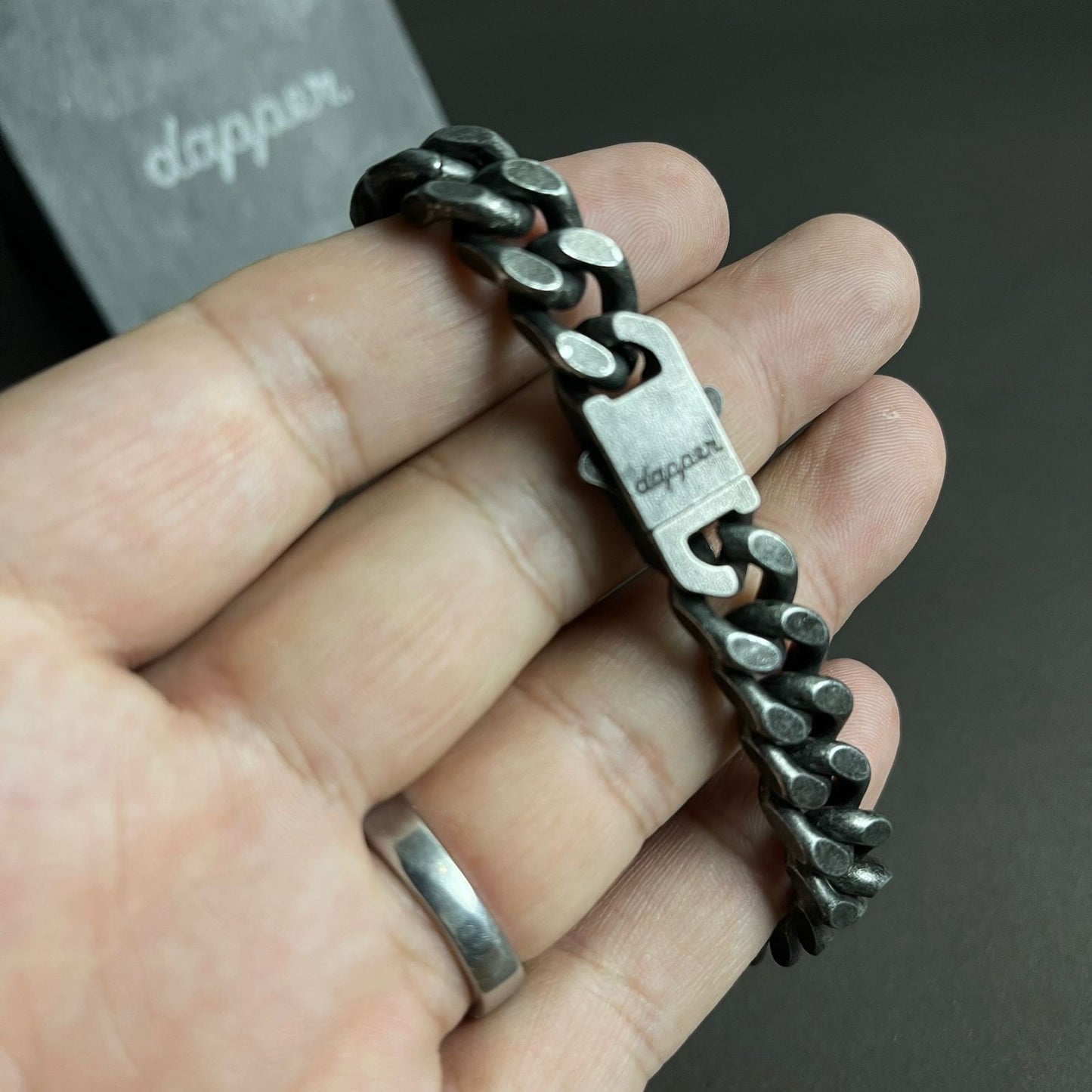 13mm Antique Silver Stainless Steel Chain Bracelet For Men