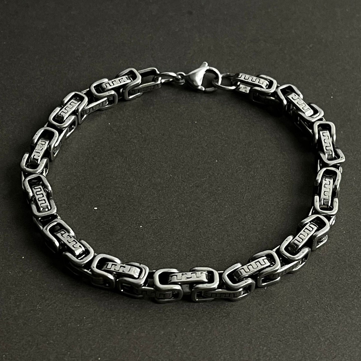 5mm Antique Silver Byzantine Bracelet For Men