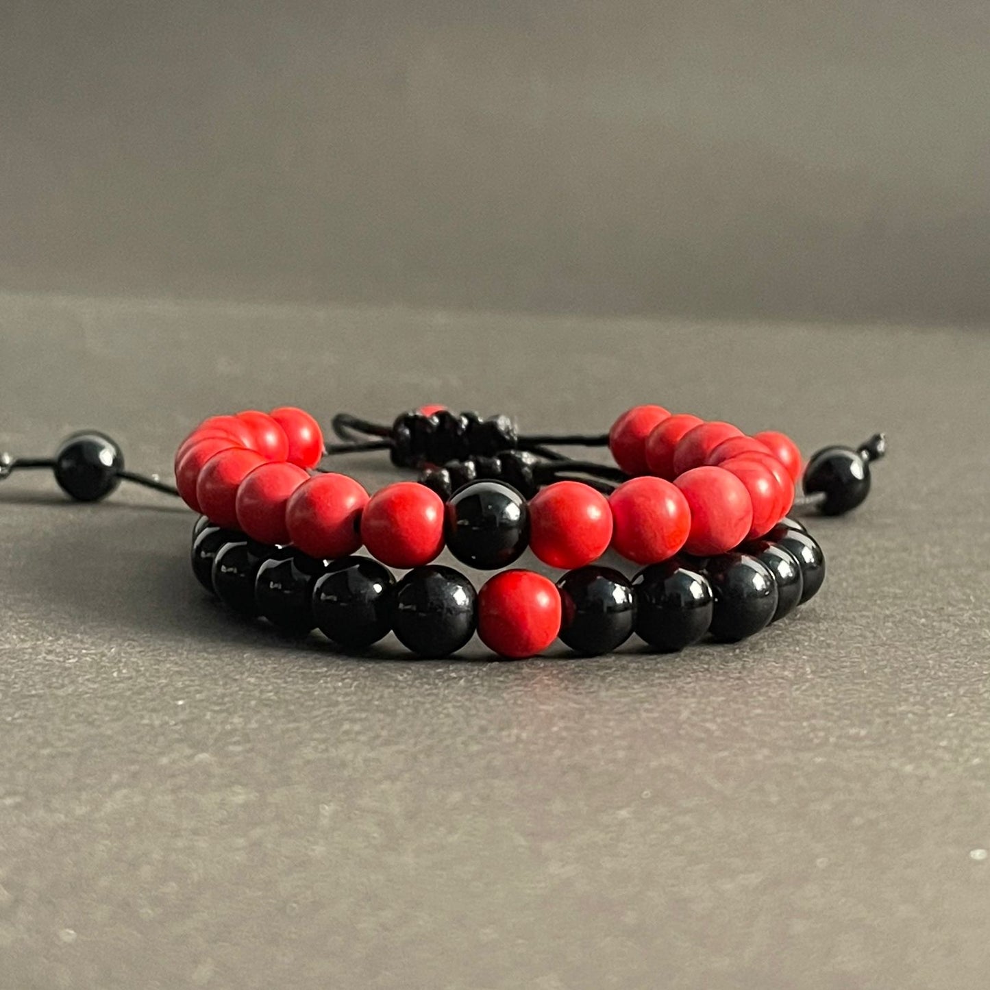 Red & Black Agate Energy Stone Rope Bracelets