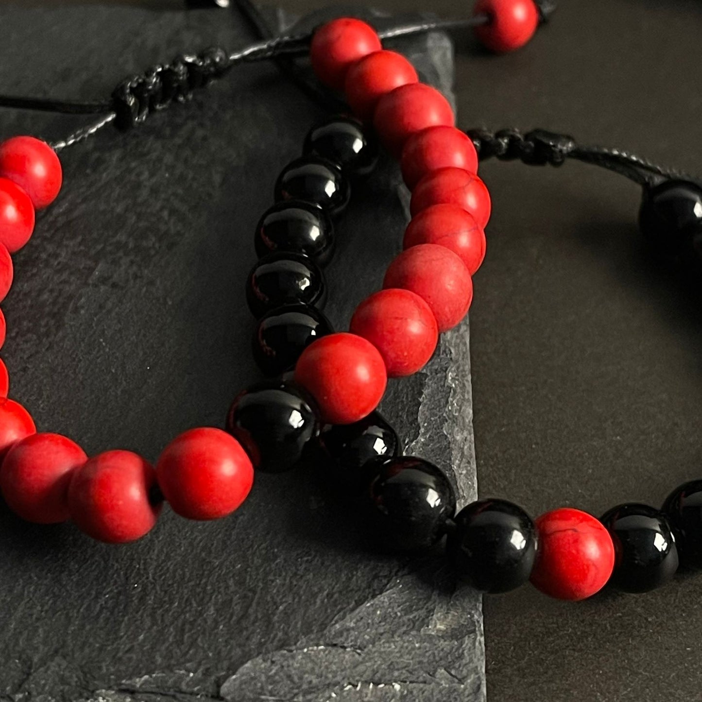 Red & Black Agate Energy Stone Rope Bracelets