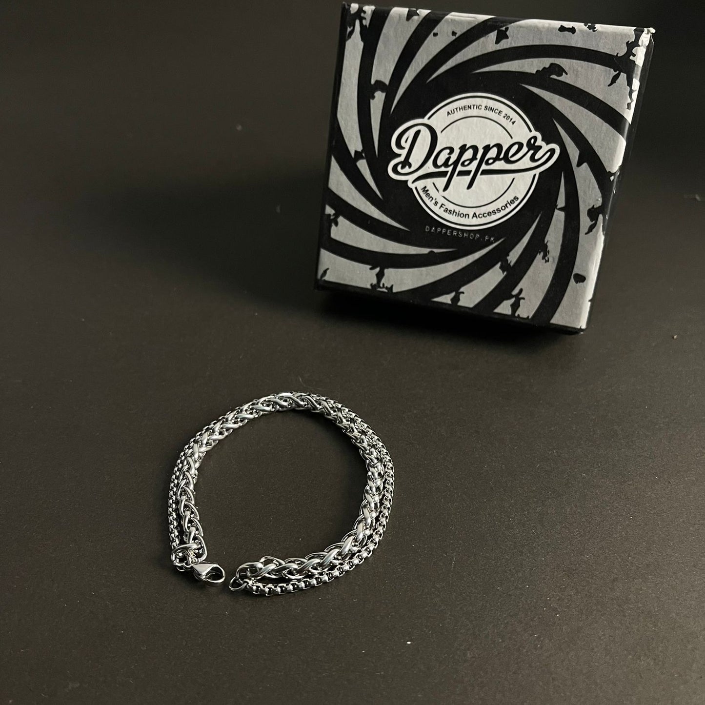 Double Chain Silver Bracelet For Men