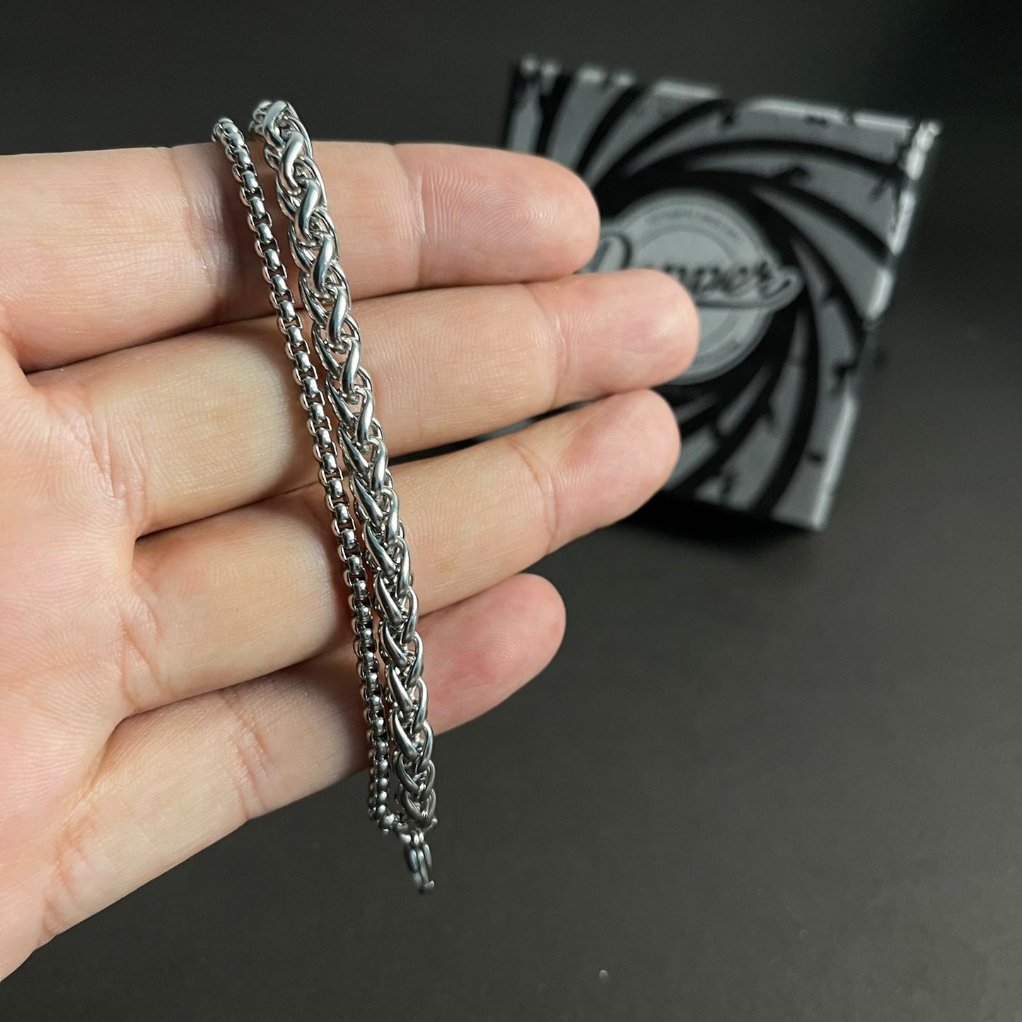 Double Chain Silver Bracelet For Men