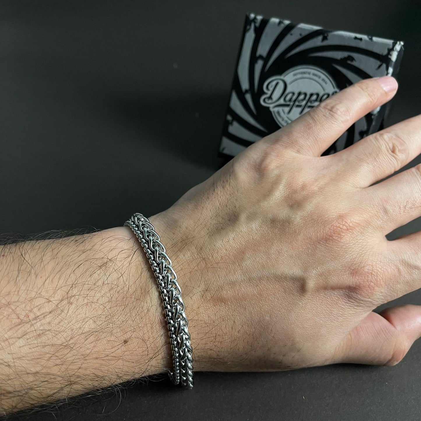 Double Chain Silver Bracelet For Men