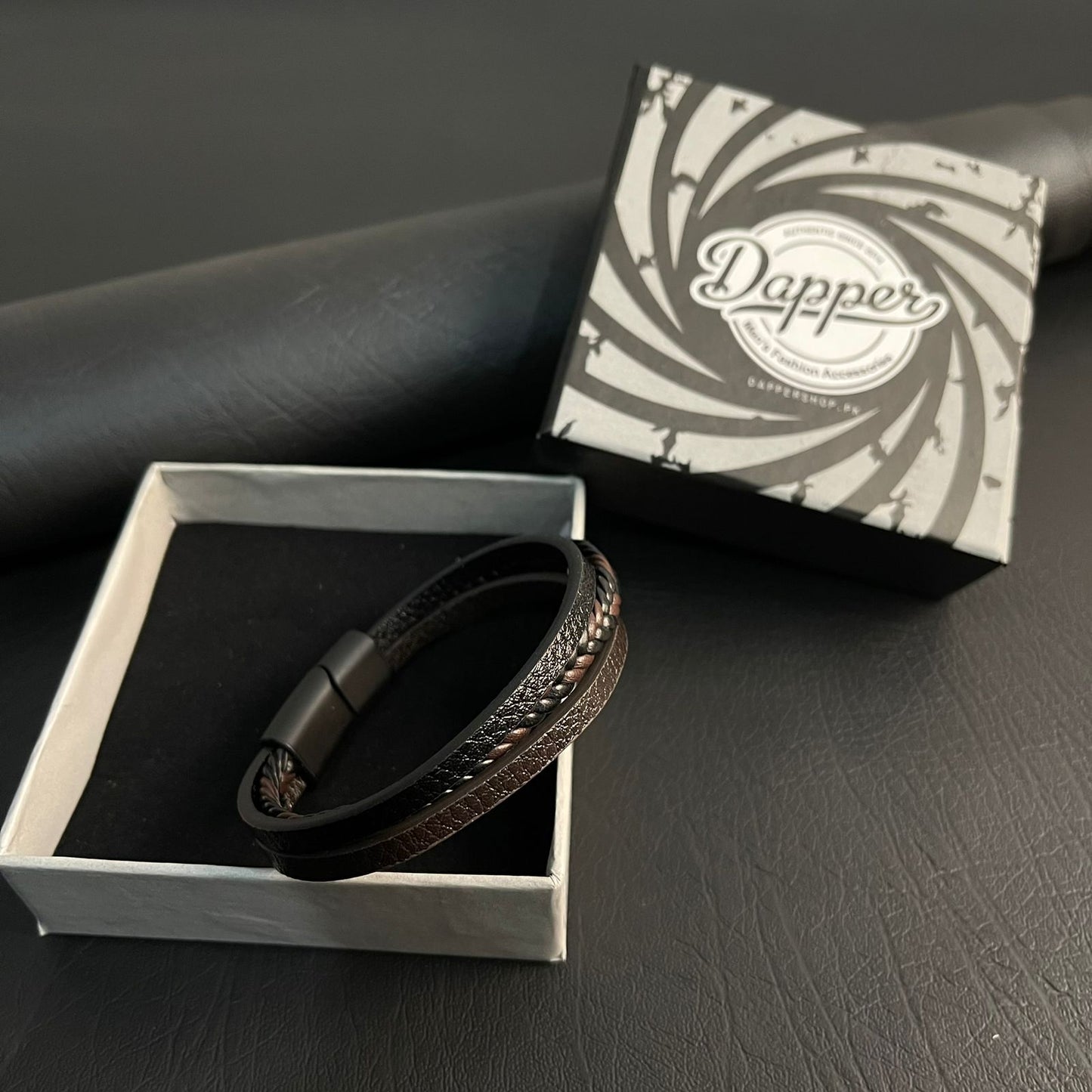 Sleek Tri-Layered Leather Bracelets For Men (Brown)