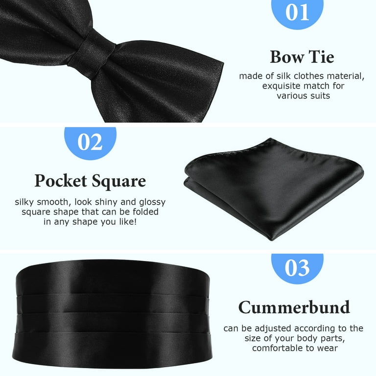 black cummerbund with bow tie and pocket square for tuxedo online in Pakistan