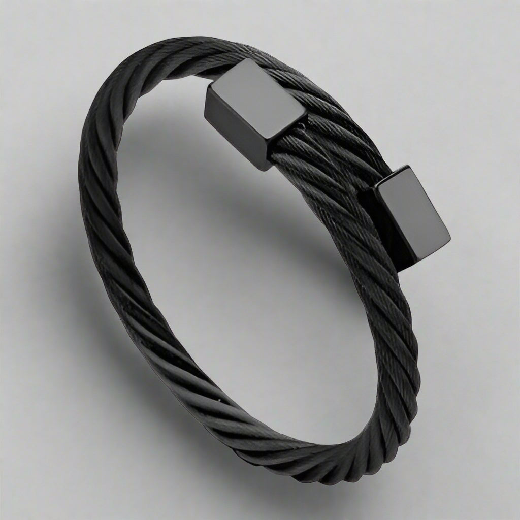 black stainless steel cable bracelet for men online in Pakistan