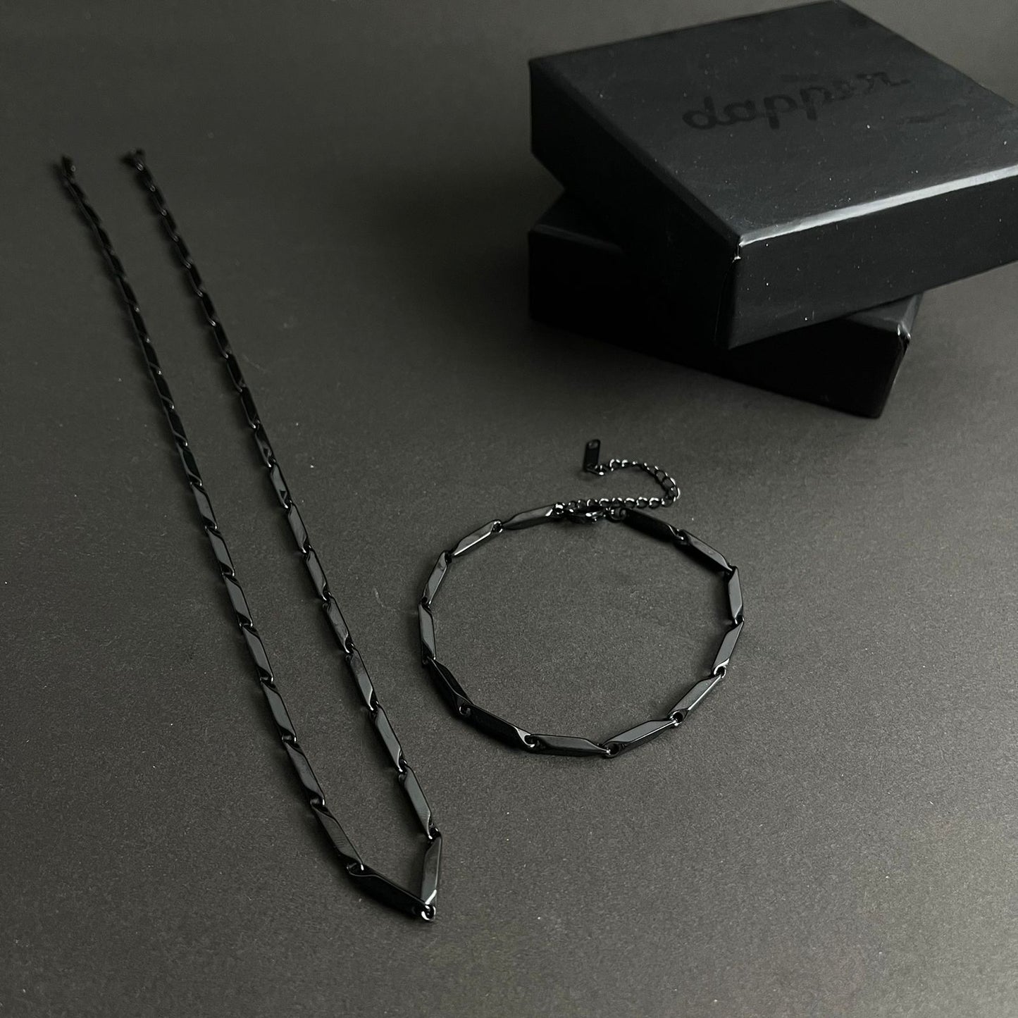 black steel neck chain and bracelet set for men online in Pakistan