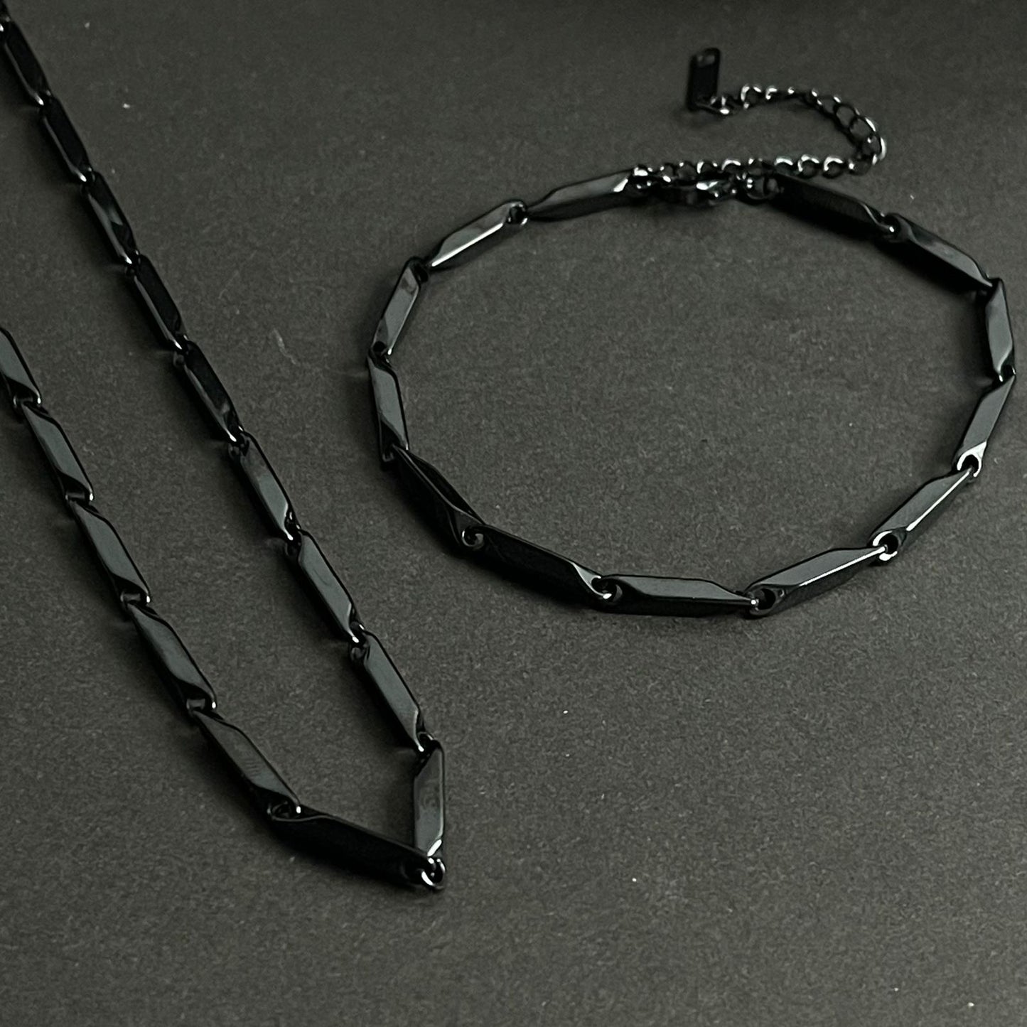 black steel neck chain and bracelet set for men online in Pakistan