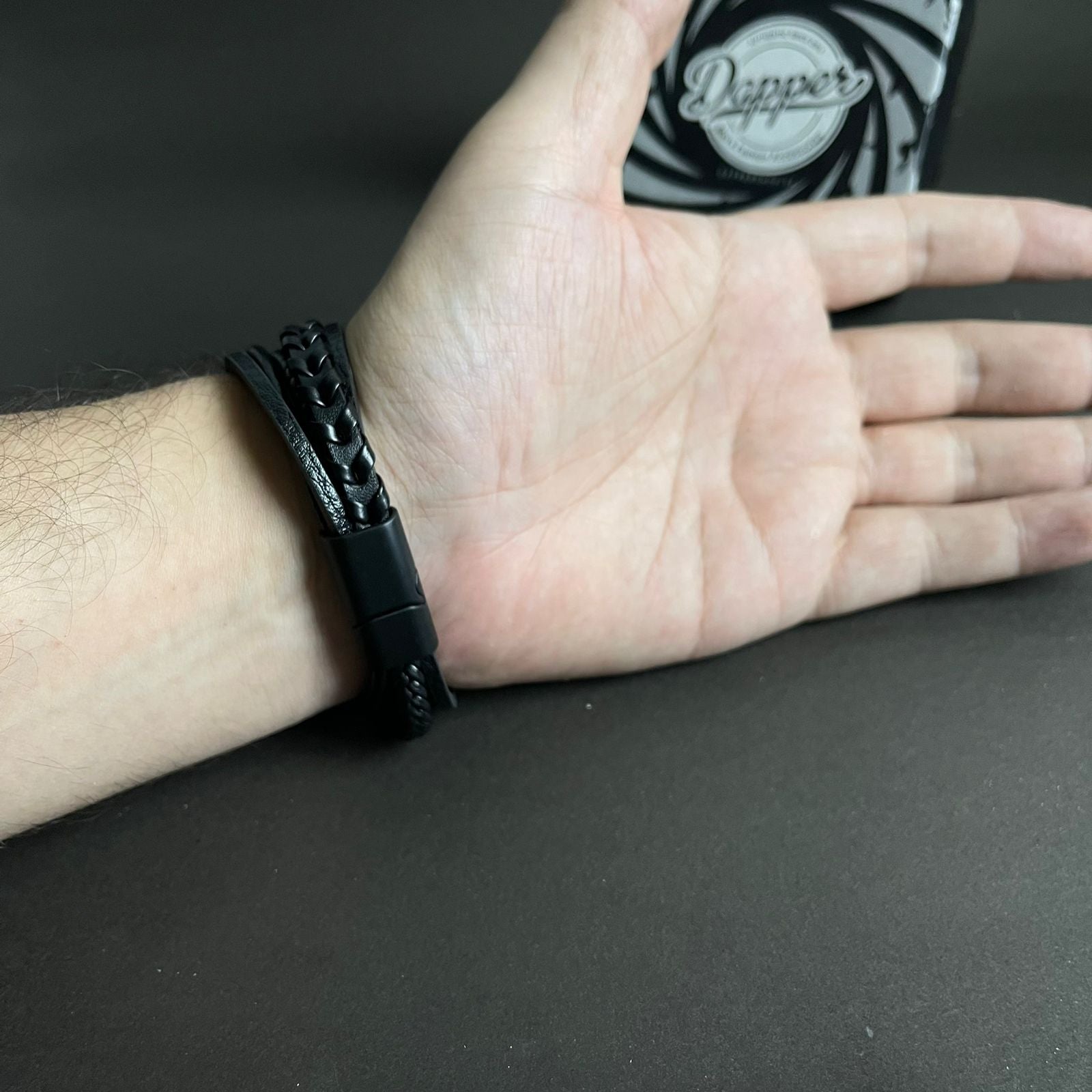 black weaved leather bracelet for men online in Pakistan