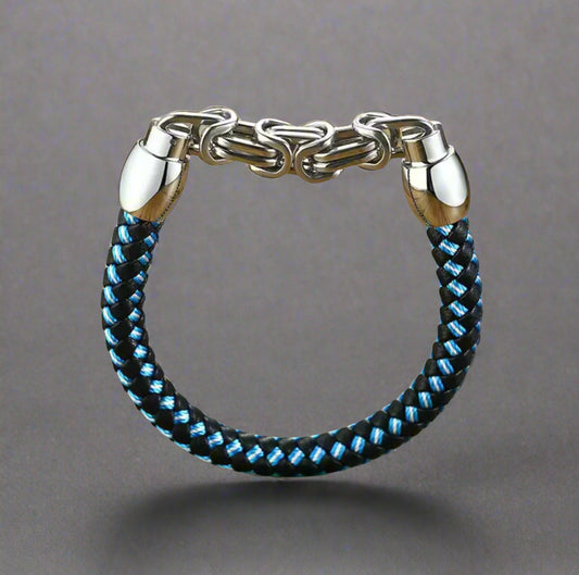 blue and black woven chain bracelet for men in Pakistan