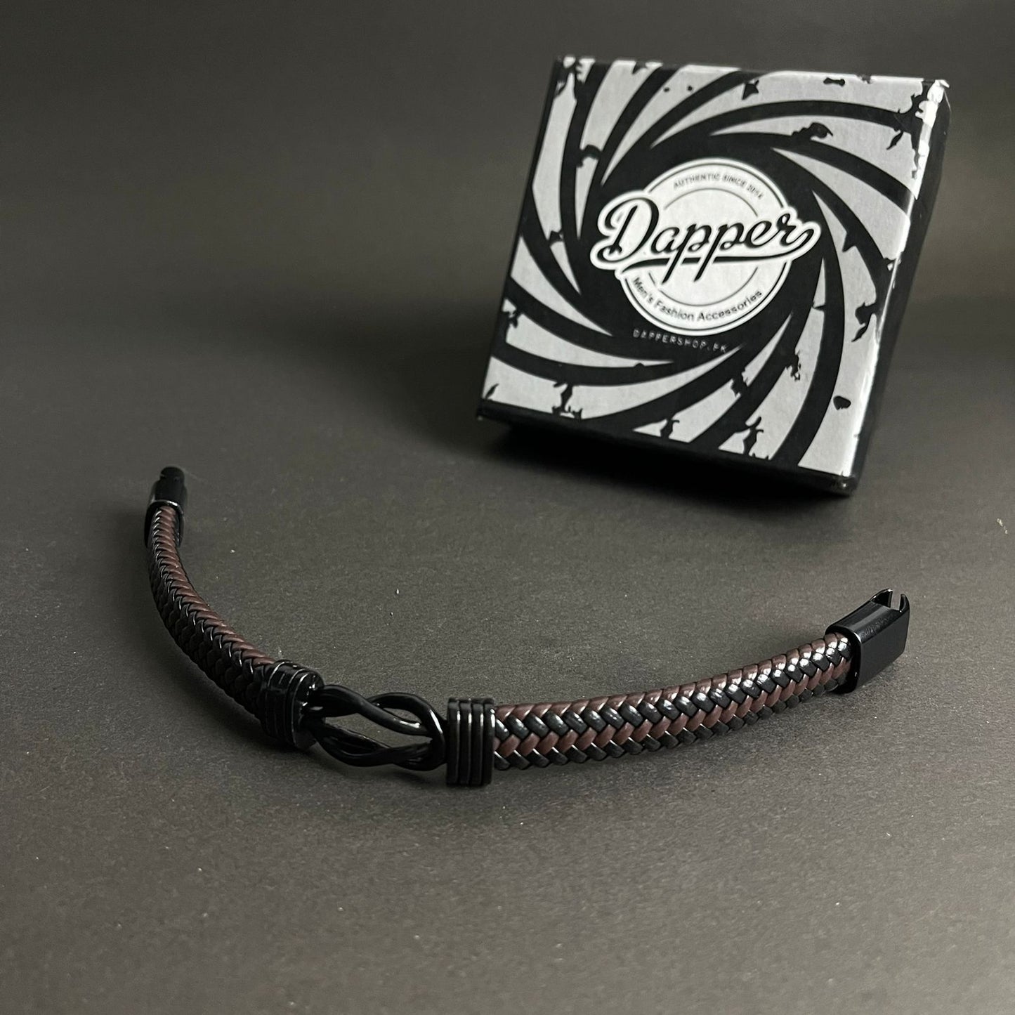 brown infinity leather bracelet for men online in Pakistan
