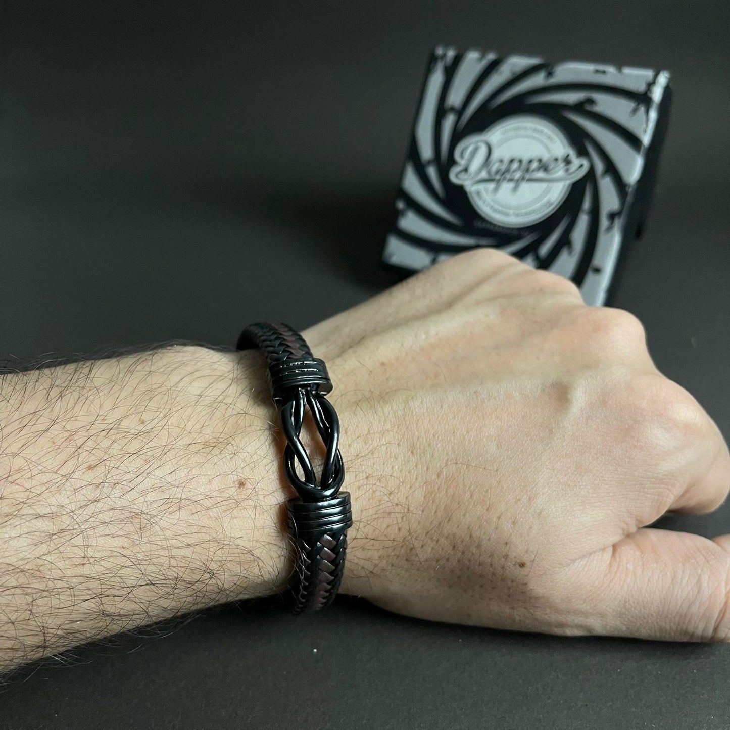 brown infinity leather bracelet for men online in Pakistan