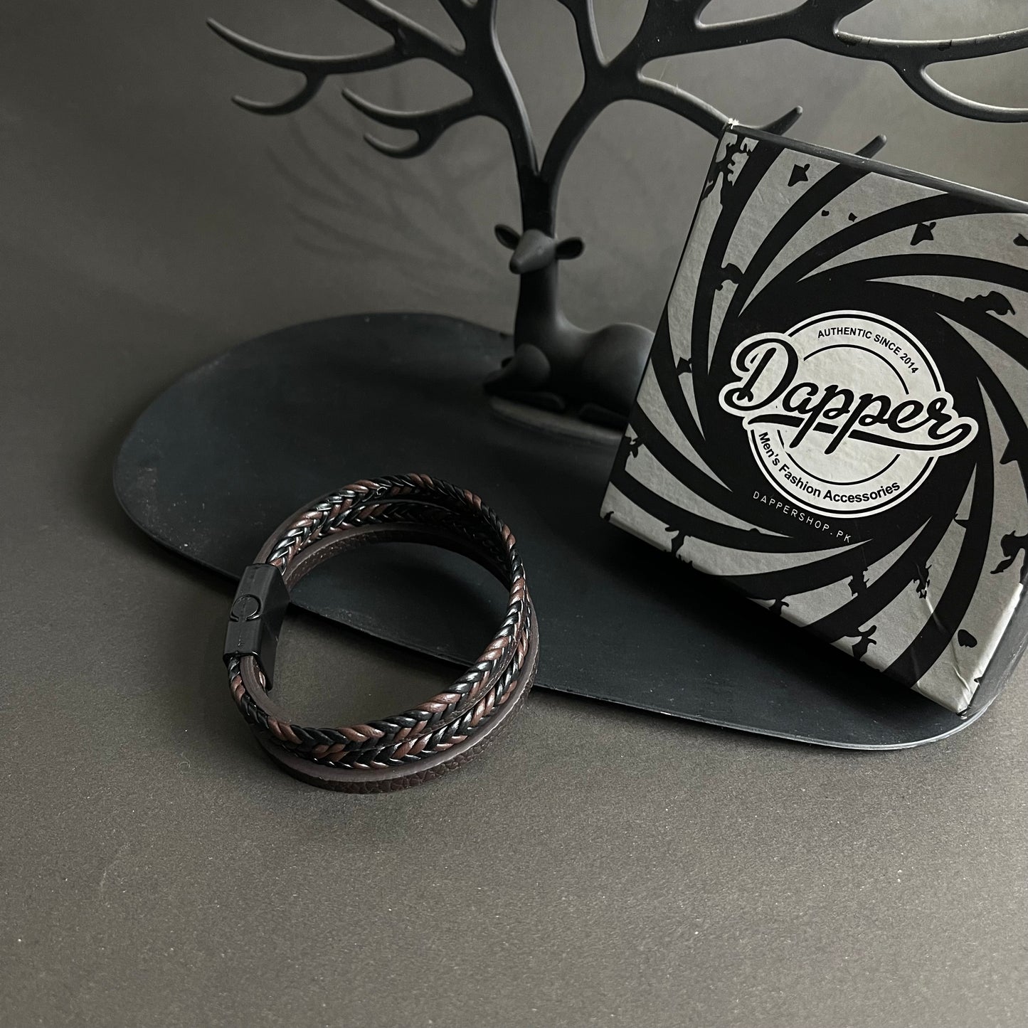 brown layered leather bracelet for men online in Pakistan