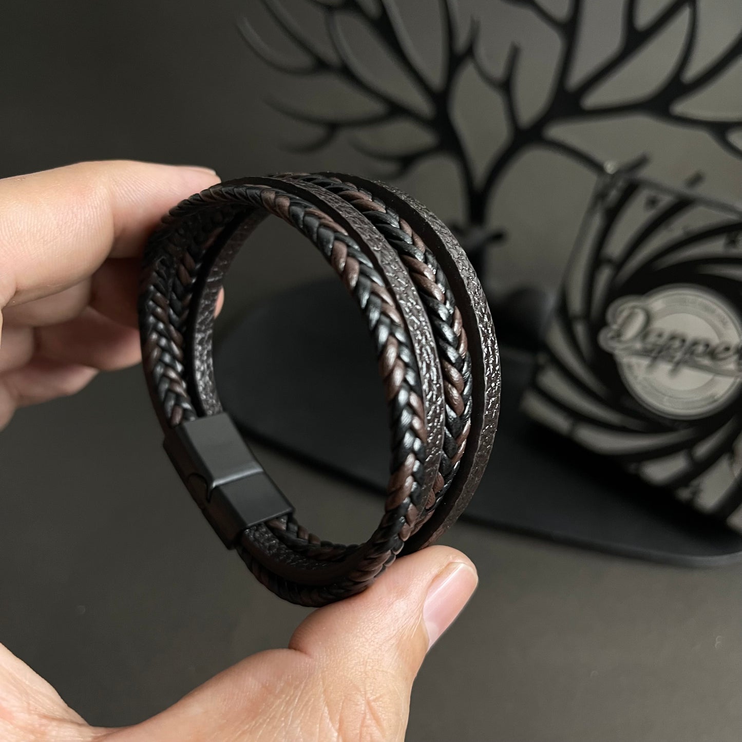 brown layered leather bracelet for men online in Pakistan