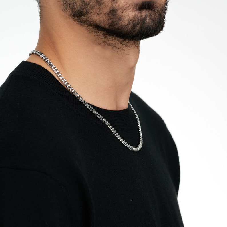 7mm Silver Cuban Neck Chain For Men