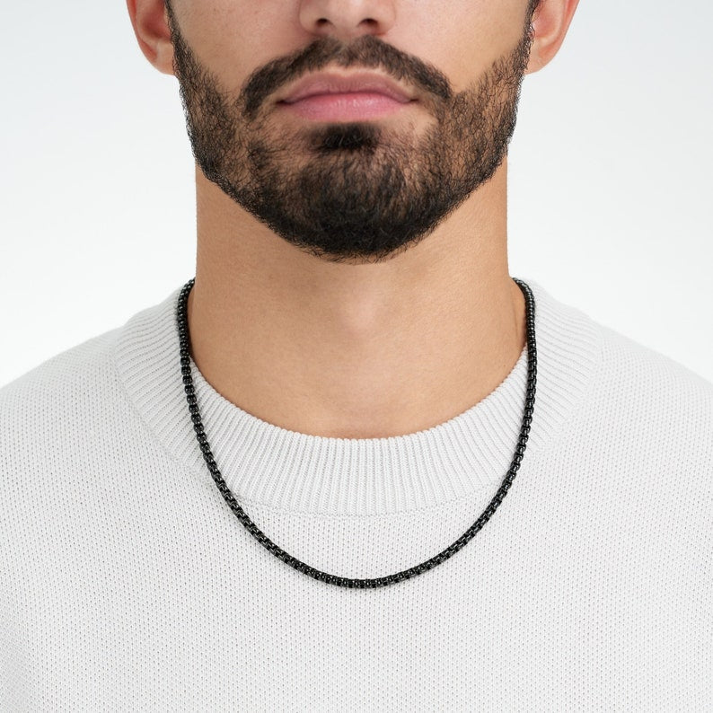 5mm Curb Neck Chain For Men Black