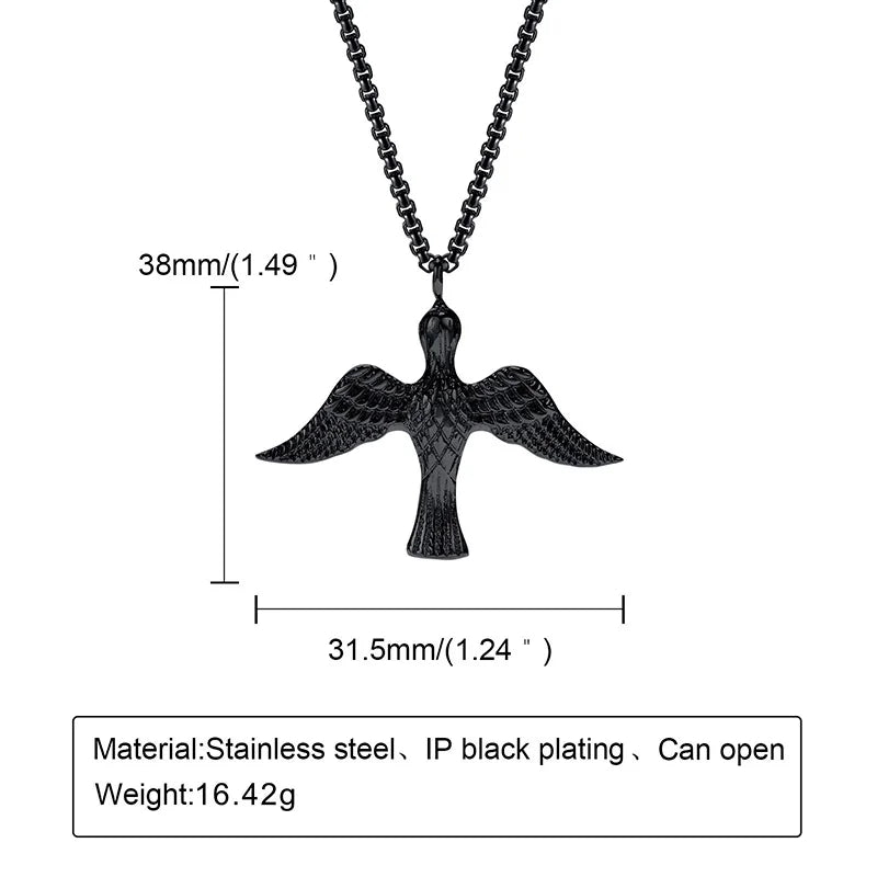 stainless steel black flying bird pendant necklace for men online in pakistan