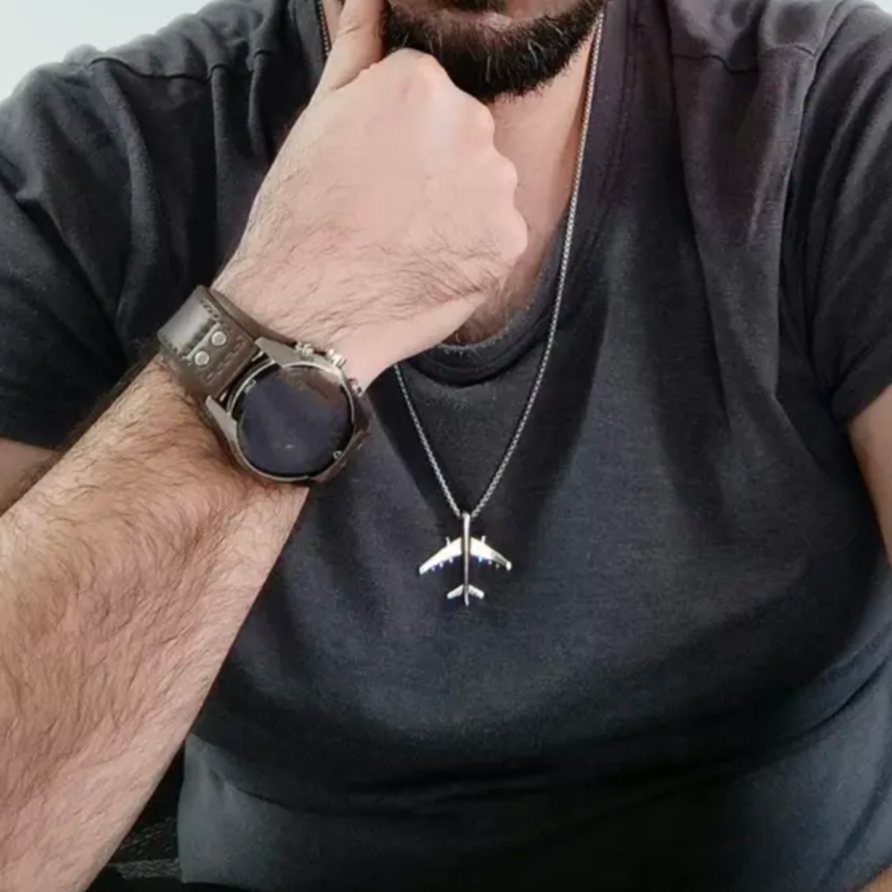 silver Aeroplan pendant necklace for men in Pakistan