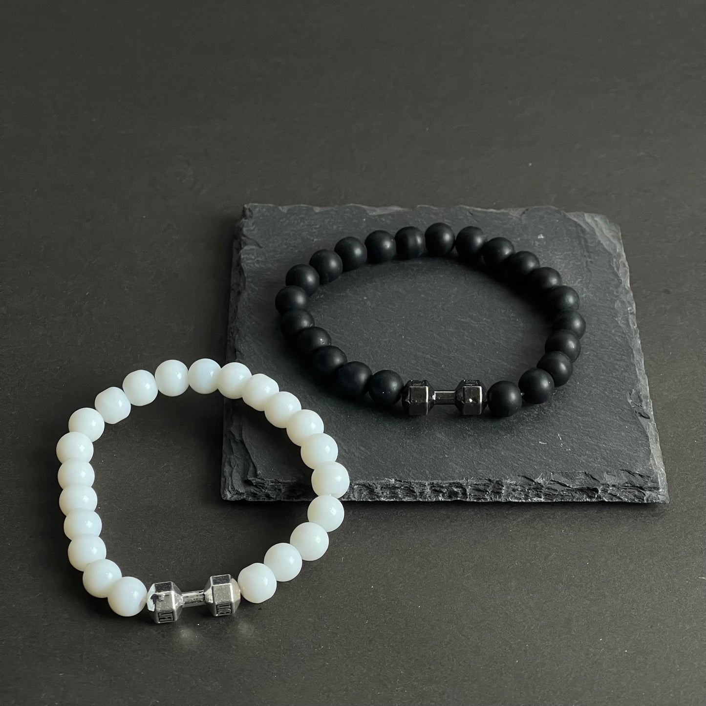 white and black dumbbell beads bracelet in Pakistan