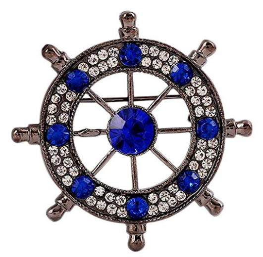 Blue Wheel Brooch