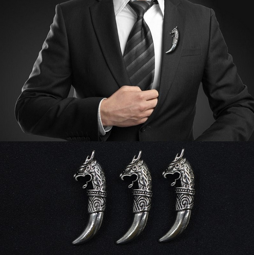 Wolf Tooth Brooch For Men