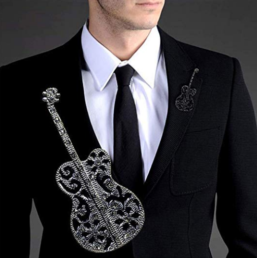 Black Guitar Brooch