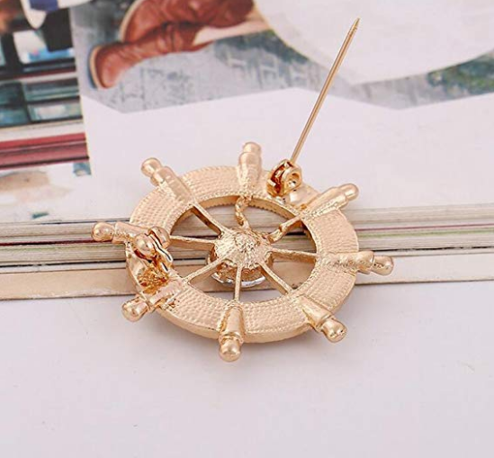 Blue Wheel Brooch