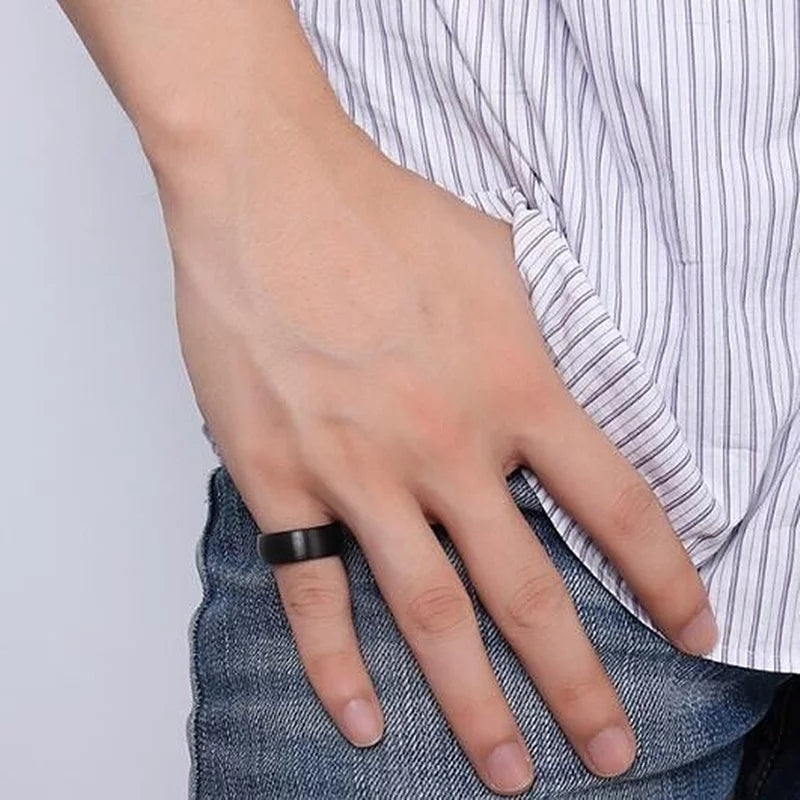 Men Black Titanium Ring