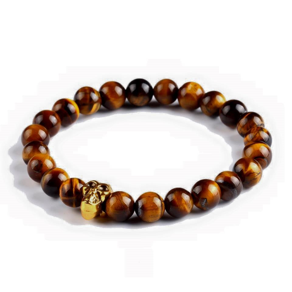 Tiger Eye Golden Skull Bracelet